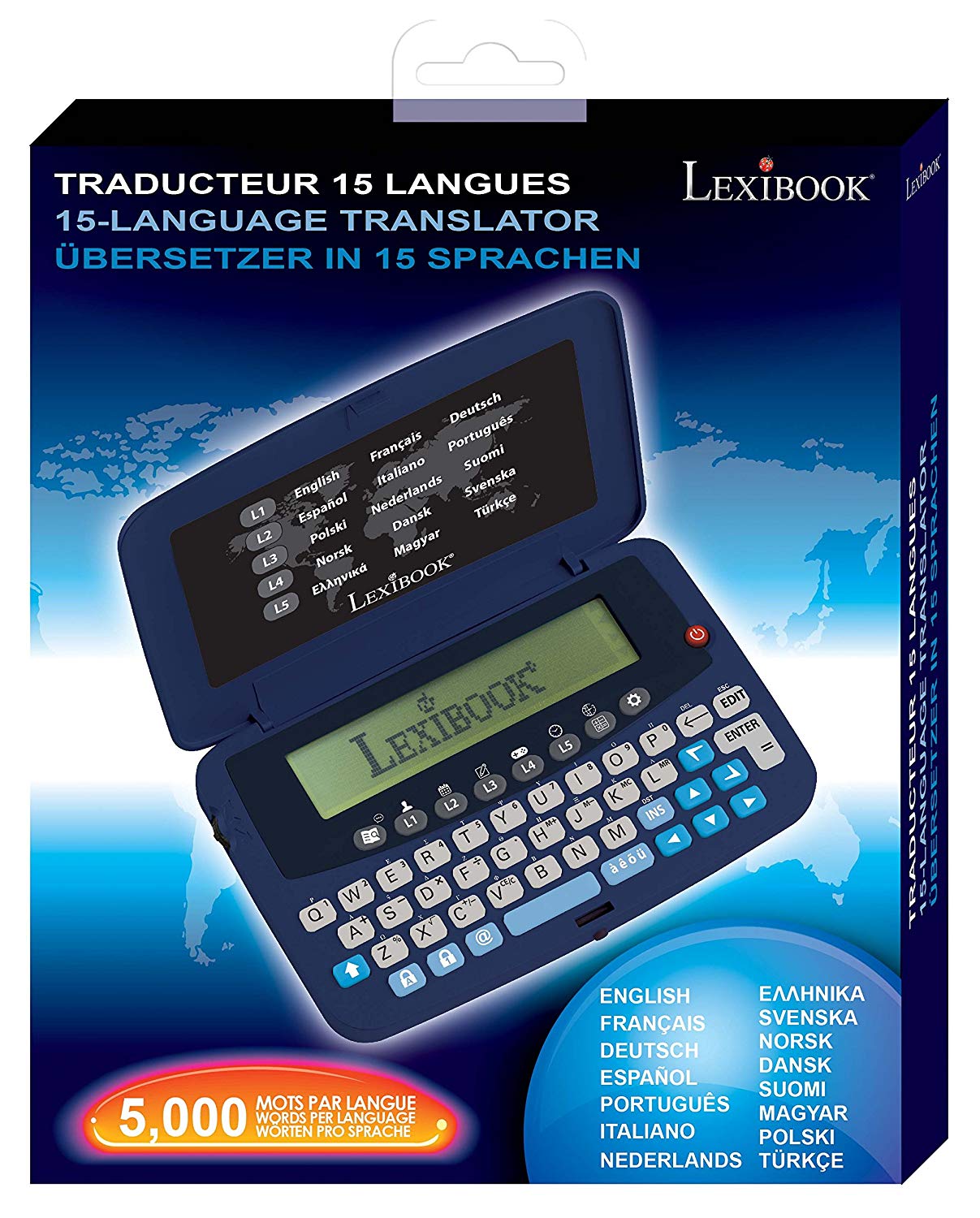 LEXIBOOK, 15-Language Translator, Integrated euro converter, Battery, Purple/Black, NTL1570, Blue, standard size - Image 3