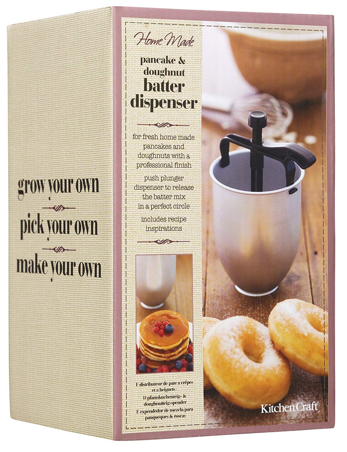 KitchenCraft Home Made Pancake Dispenser Non Stick, Metal Kitchen Accessory for Doughnuts and Batter with Recipes in Gift Box - Image 3