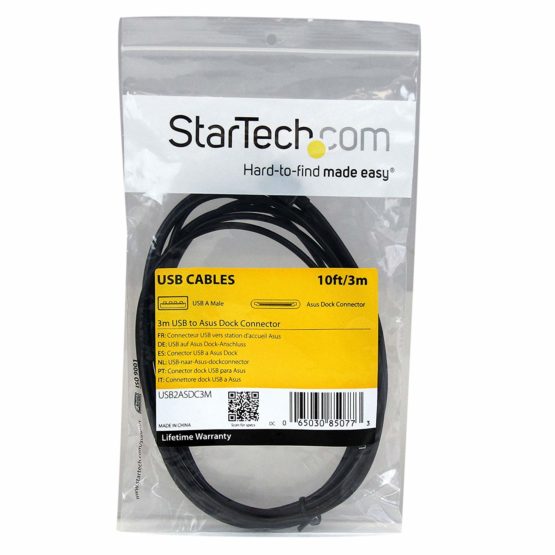 StarTech USB2ASDC3M 3 m Dock Connector to USB Cable for ASUS Transformer Pad and Eee Pad Transformer (TF101, etc)/Slider, Data/Charge Cable, Black - Image 4
