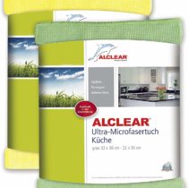 ALCLEAR 8215810yg Ultra-Microfibre Kitchen Cloths for Kitchen / Gastronomy / Glasses / Crockery 32 x 36 cm Green and Yellow Set of 2