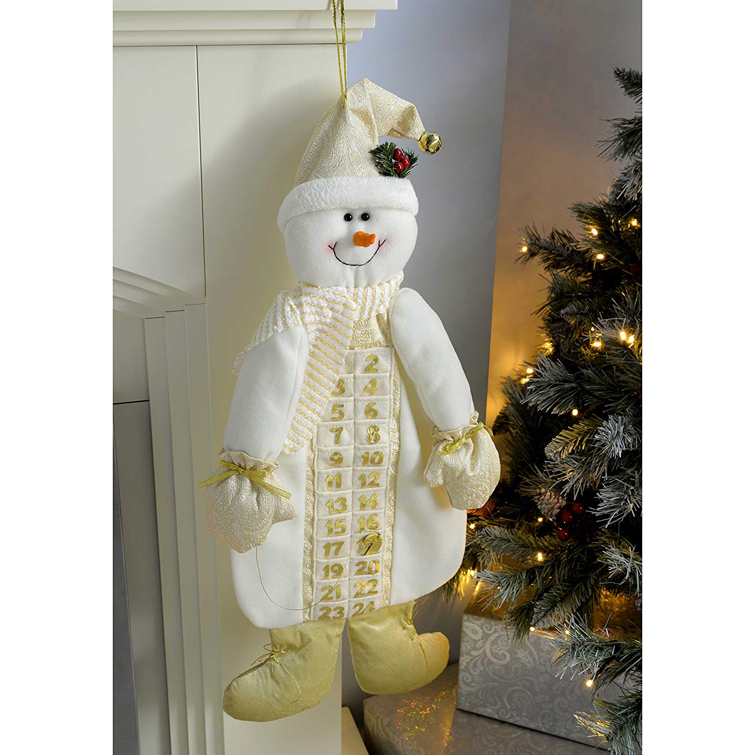 WeRChristmas Snowman Advent Calendar, Cream and Gold, 66 cm - Image 2