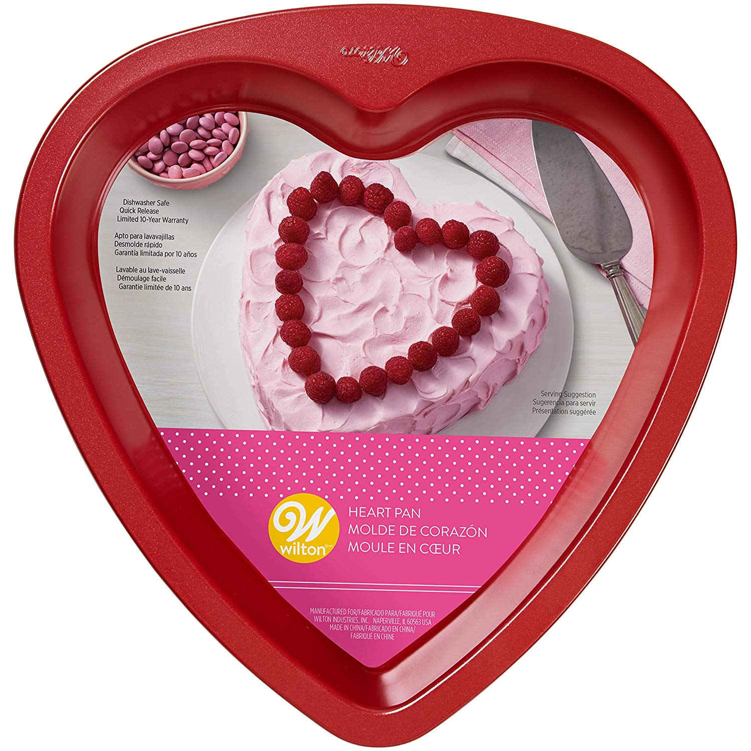Wilton Novelty Cake Pan-Red Heart, Other, Multicoloured, 7.58 x 27.4 x 28.67 cm, Multicolor - Image 2