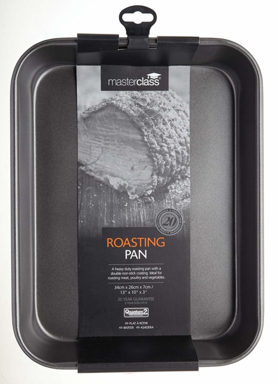 MasterClass KCMCHB2 Deep Roasting Tin, 34 x 26cm Roaster with PFOA Non Stick, Robust 1mm Carbon Steel , Grey - Image 2