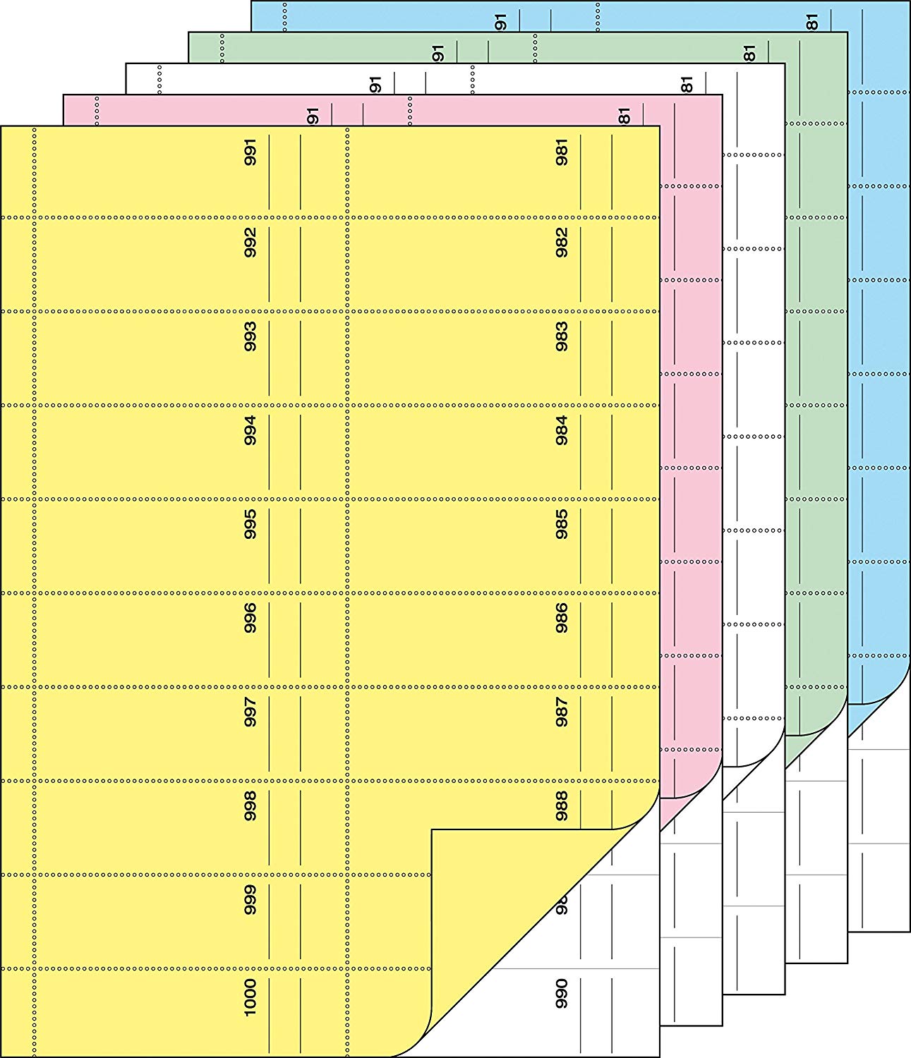 Sigel BO122 Voucher Book 5x 1000 Tickets 5 Colours Assorted with Blue Paper A4 2 x 50 Sheets, Economy pack: yellow, pink - Image 2