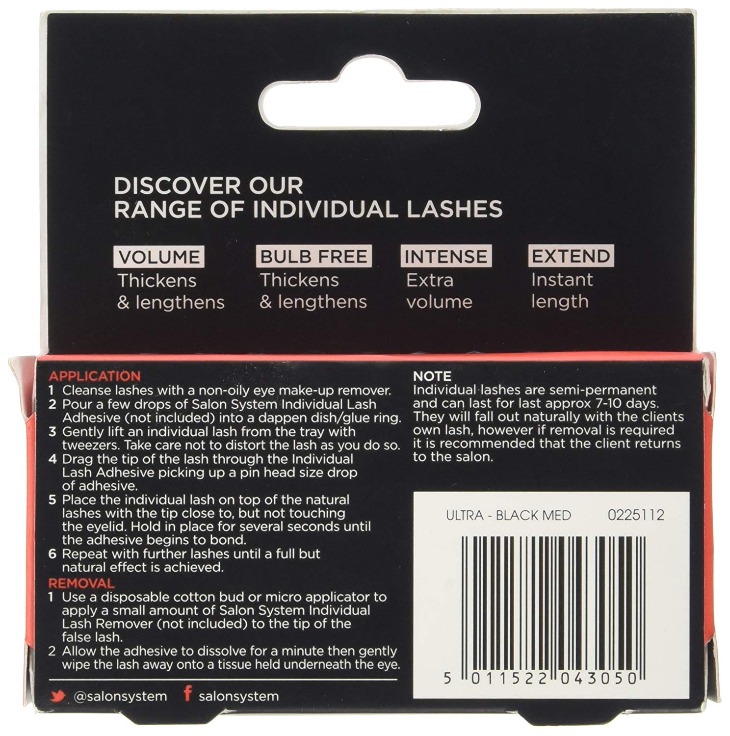 Salon System Individual Bulb Free Ultra Black Medium Flare Lashes, 0225112, 1 count (Pack of 1) - Image 4