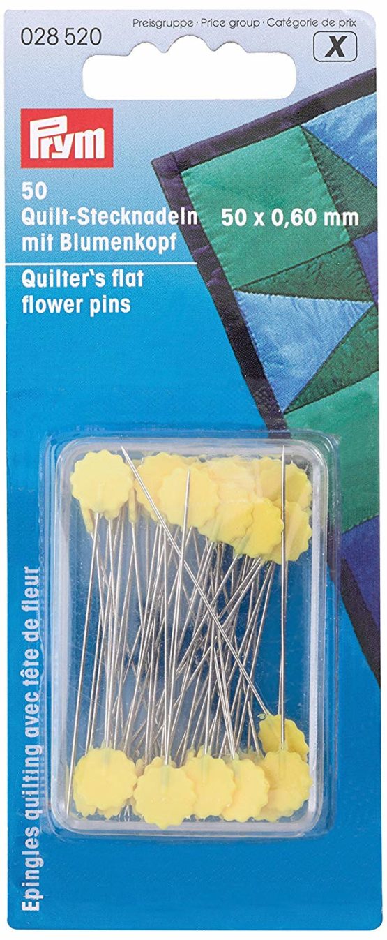 Prym 0.60 x 50 mm Quilters Flat Flower Pins, Silver/Yellow, one size