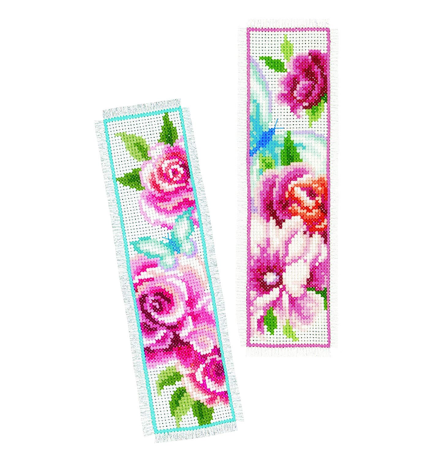 Vervaco 1-Piece Bookmarks Flowers and Butterflies, Pink
