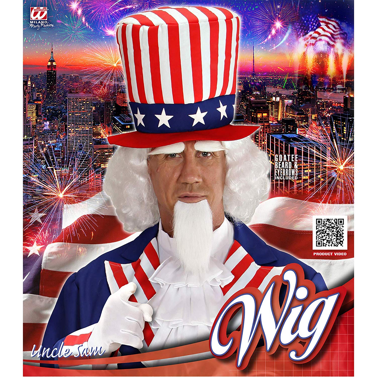 Widmann 06750 Uncle Sam Wig with Beard and Eyebrows ? White - Image 2