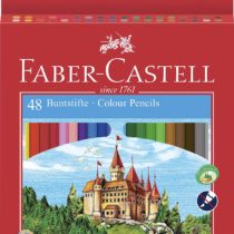 Faber-Castell 120148 Environmentally-Friendly Colouring Pencils 48-Pack Sharpener Cardboard Box Castle