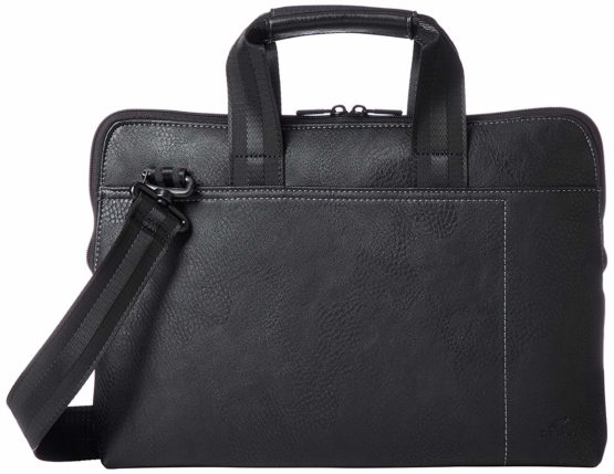 RIVACASE 8920 Slim Compact Faux Leather Bag for 13.3 Inch Laptops, Black