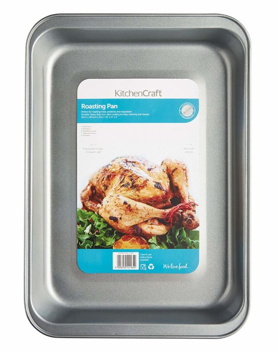 KitchenCraft Non Stick Roasting Tray, Extra Large Steel Tray Bake Tin, 40.5 x 28.5 x 5 cm - Image 2