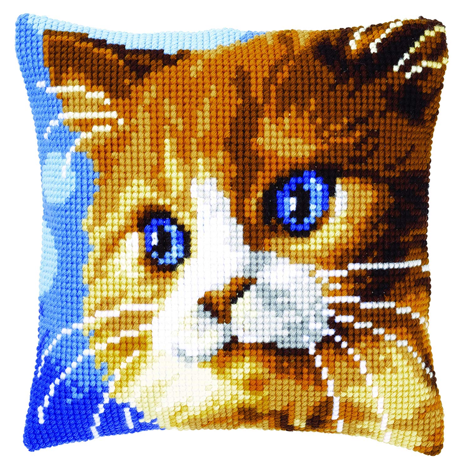 Vervaco 1-Piece Cushion Brown Cat, PN-0149441, 16 inches x 16 inches