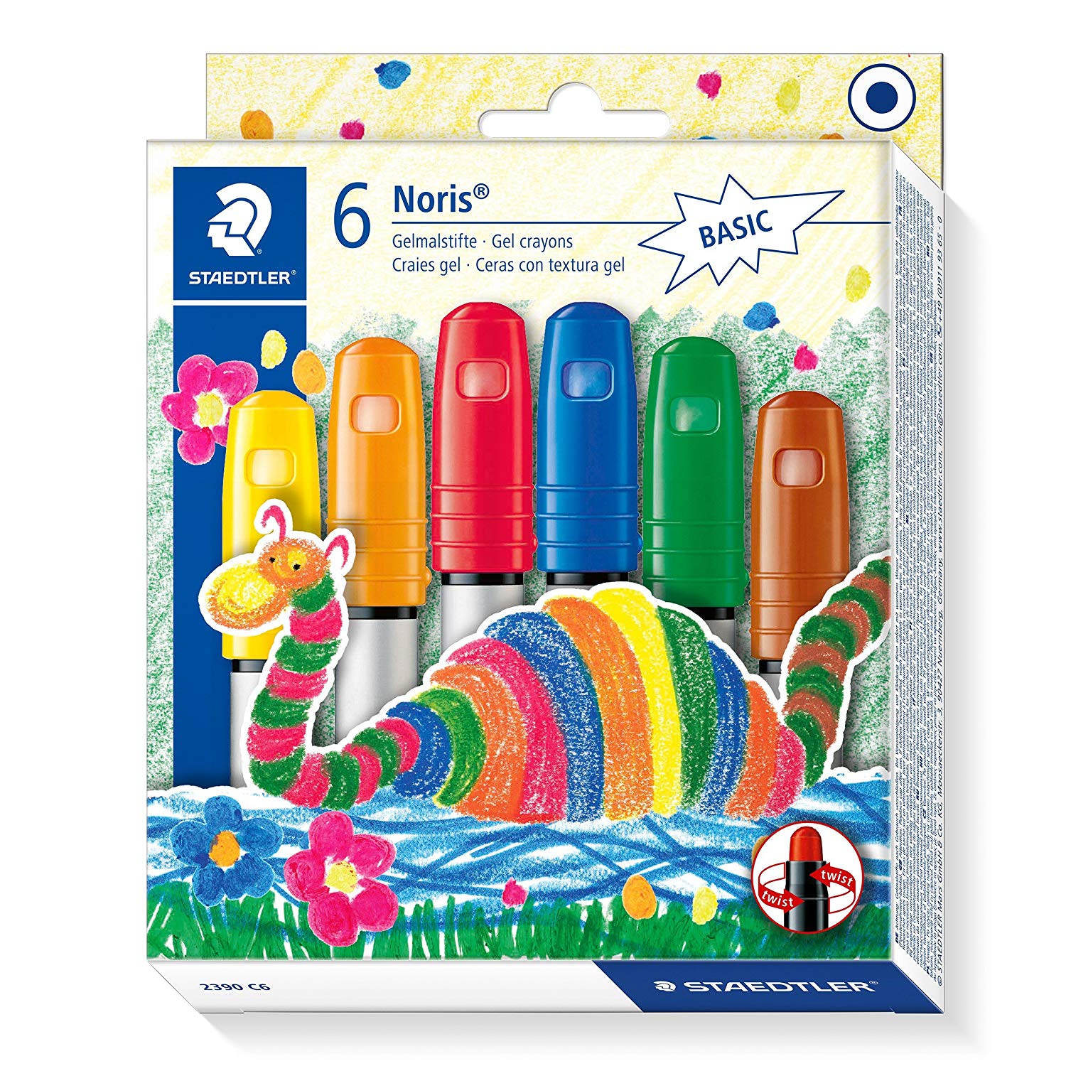 STAEDTLER 2390 C6 Noris Gel Crayons - Assorted Colours (Pack of 6), BASIC, 6 count (Pack of 1)