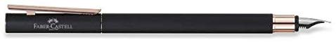 Faber-Castell Neo Slim 343102 Fountain Pen Metal Nib Width EF Black with Rose Gold, Black/rose gold