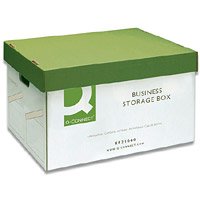 Q-Connect Business Storage Box 335x400x250mm Green and White (Pack of 10), 335 x 400 x 250 mm
