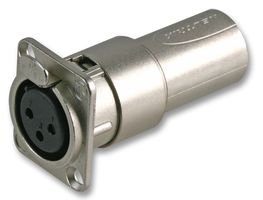 NA3FDM 3 Pin Female to 3 Pin Male Feed Through Panel Mount Adapter, Silver, 1 pack