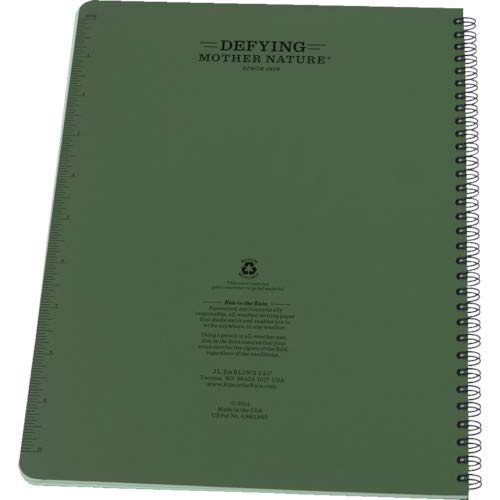 Rite In The Rain Waterproof Paper Side Spiral Notepad Green Polydura Cover 64 Pages 12 Sheets Imperial and Metric Rulers, 4 ⅝ x 7- Inch - Image 3