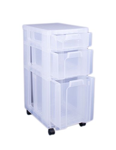 Really Useful Plastic Storage Box Storage Tower 1x7 Litre + 1x12 Litre + 1x25 Litre Clear Frame with Drawers - Image 2