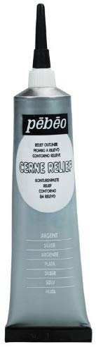 PEBEO 774037 37 ml Vitrail Stained Glass Effect Cerne Relief Tube with Nozzle, Silver, 37 ml (Pack of 1)