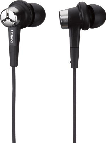 Roland Cs-10Em Binaural Earphones And Mic, Two Functions In One, black, 8.4 x 3.5 x 17 cm