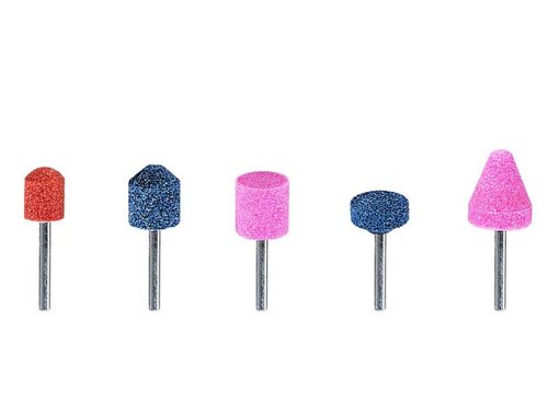 wolfcraft Mounted Stone Set, 5 Pcs. I 2142000 I For safe grinding and deburring, silver