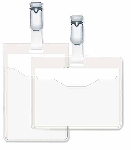 Durable Visitor Name Badge 60 x 90 mm with Clip Transparent, 60 x 90mm - Image 3