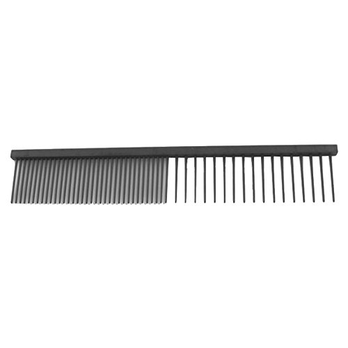 GROOM PROFESSIONAL Black Anti Static Fine/Coarse Dog Comb, Half Coarse/Half Fine Teeth Grooming Comb for Dogs, Pet Hair Comb