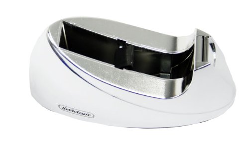 Sellotape Large Tape Dispenser, Ideal for Ofices & Desktops, Chrome Steel Colour, Tape not Included
