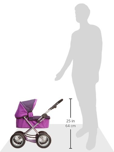 Bayer Design 13012AA 13037AA Dolls Pram Trendy, Stroller, Foldable, Height-Adjustable Handle, Bag, Lilac, 46 cm - Image 3