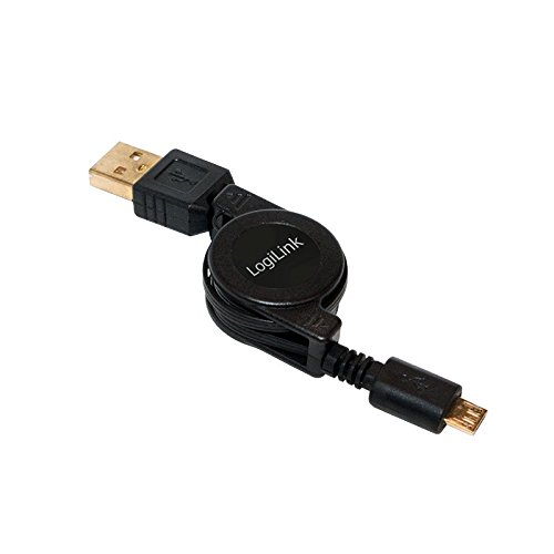 Logilink CU0090 0.75 m Extensible USB A Male to Micro B Male Cable - Black