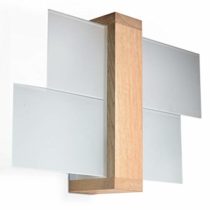 Wall lamp LED FENIKS SL.0077 SOLLUX Modern Lighting Sconce White Natural Wood E27 1-Light Glass Wood for The Kitchen and The Bedroom