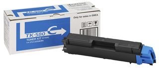 Kyocera Toner Cartridge TK-580 C, CYAN, 2.800 Pages Standard Capacity Genuine Premium Printer Toner, 1T02KTCNL0, T2KTCNL0