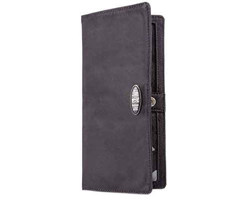 Big Skinny Women's Leather Executive Bi-Fold Checkbook Slim Wallet Space for up to 40 Cards Lightweight Black