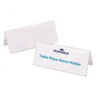 Durable Table Place Name Holder 52 x 100 mm Transparent | Pack of 25 | Ideal for Meetings, Conferences, Events, etc.