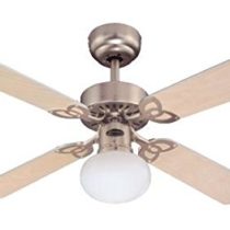 Westinghouse Lighting 7227240 Vegas, Traditional Ceiling Fan with Light, 105 cm, Brushed Aluminum Finish, Opal Frosted Glass