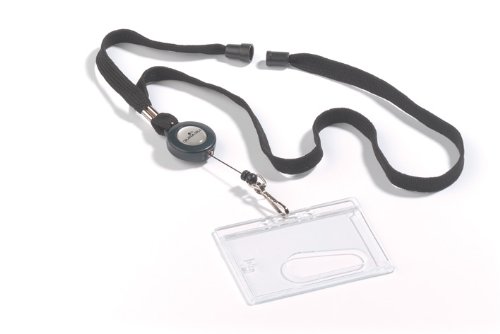 Durable Badge Reel with Black Lanyard - Pack of 10 - Perfect for Securely Holding Name Badges Security Passes, Key Fobs, etc - Image 2