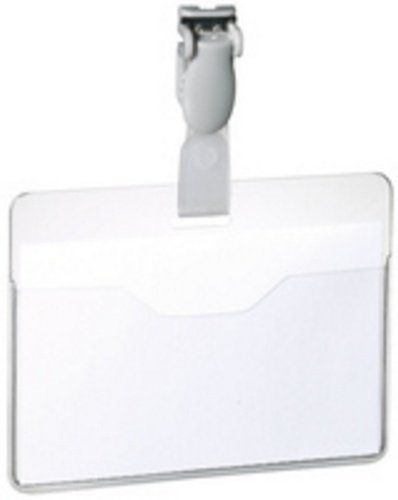 Durable Name Badge 60 x 90 mm with Plastic Clip Transparent, Clear