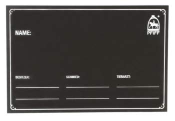 PFIFF 101848 stable board, box sign, name plate, name plate, black