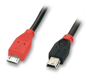 Lindy 1m USB OTG Cable - Black, Type Micro-B to Mini-B, 1 meter