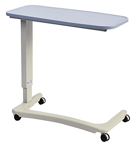 NRS Healthcare EasyLift Overbed/Over Chair Table Modern Blue N43577 Height Adjustable Curved Wheelchair Base