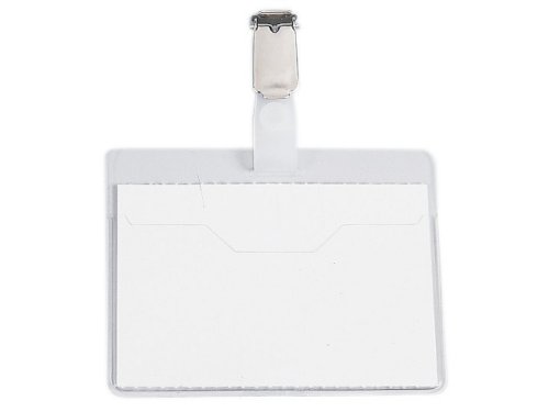 Durable Visitor Name Badge 60 x 90 mm with Clip Transparent, 60 x 90mm - Image 2