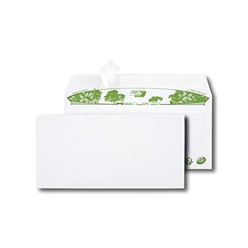 GPV ERA Pure Recycling 2821 Envelopes Without Window DL White 80 g Pack of 500, Green,White