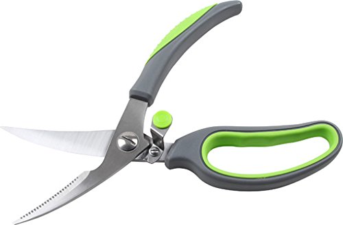 Fackelmann Poultry Scissors, Chicken Scissors, Soft Grip, 2.5x8x23cm, Grey & Green, Grey/Green, 23 cm - Image 2