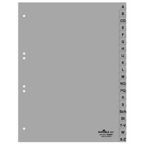 Durable A-Z Polypropylene Index Dividers | A4 Portrait Full Covering | Pack of 20 Dividers | Grey | Made in Germany
