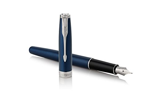 Parker Sonnet Fountain Pen, Blue Lacquer with Chrome Trim, Medium Nib