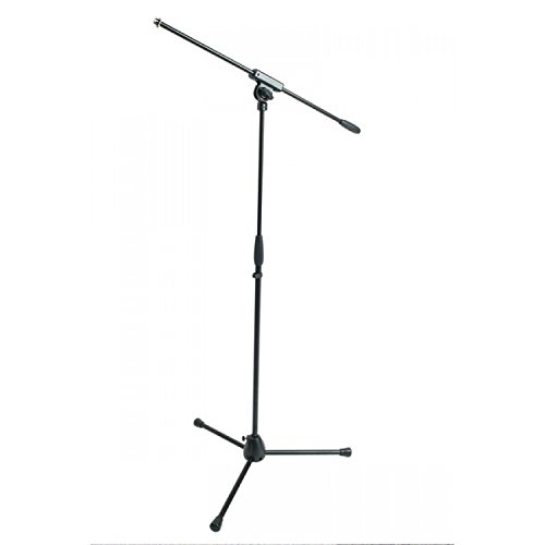 Microphone Stand with Boom, Tripod Base in Cast Aluminium A Print, Black