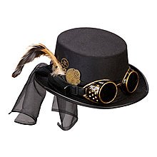 Widmann Steampunk Top Hat With Goggles & Clockwork Deco, Black - Image 2