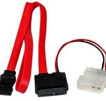 StarTech 20in Slimline SATA to SATA with LP4 Power Cable Adapter - slim SATA Adapter - slimline Adapter - slim SATA to SATA (SLSATAF20), Red
