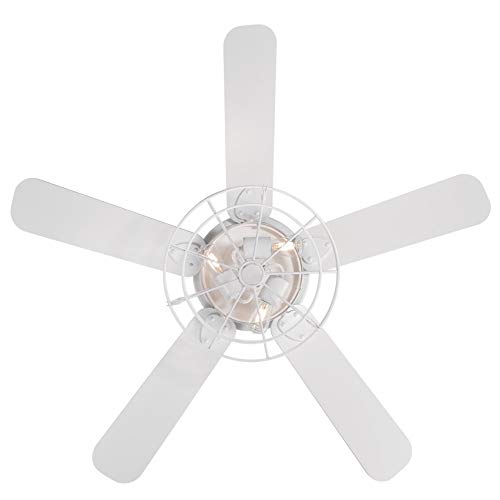 72209 Barnett 122 cm White Indoor Ceiling Fan, Dimmable LED Light Kit with Cage Shade, Remote Control Included - Image 3
