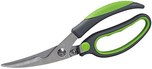 Fackelmann Poultry Scissors, Chicken Scissors, Soft Grip, 2.5x8x23cm, Grey & Green, Grey/Green, 23 cm